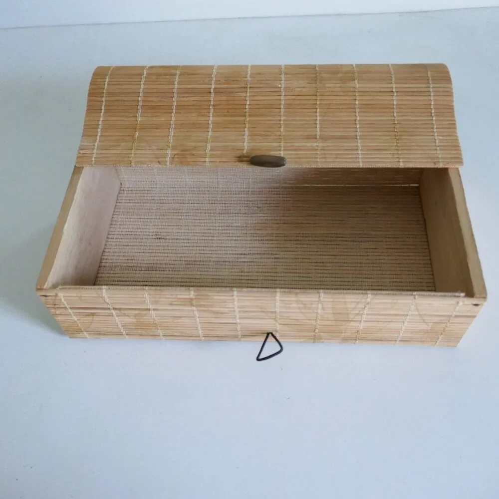 bamboo stationery box desk organizer trinket box soft flexible lid